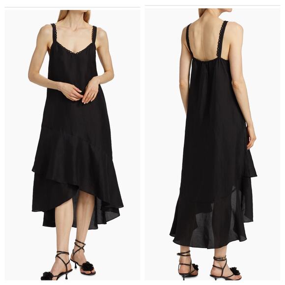 Kobi Halperin Midi Dress Aubrey Linen Blend High Low - Picture 2 of 8